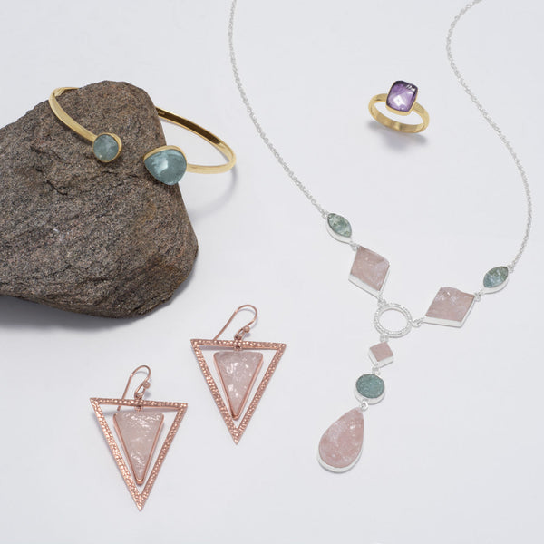 14 Karat Gold Plated Aquamarine Cuff Bracelet