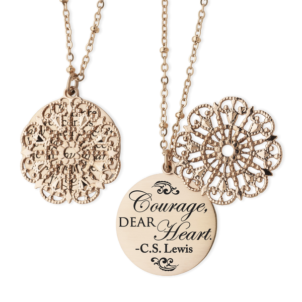 Chronicles of Narnia Lion Witch Wardrobe Christian Jewelry Christian Necklace Faith Jewelry Courage Dear Heart Hope Jewelry CS Lewis Quote