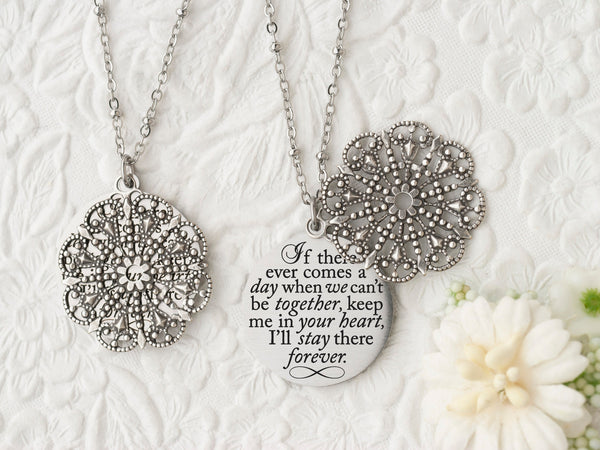 If there ever comes a day when we can't be together, keep me in your heart, I'll stay there forever - Silver Quote Pendant Necklace