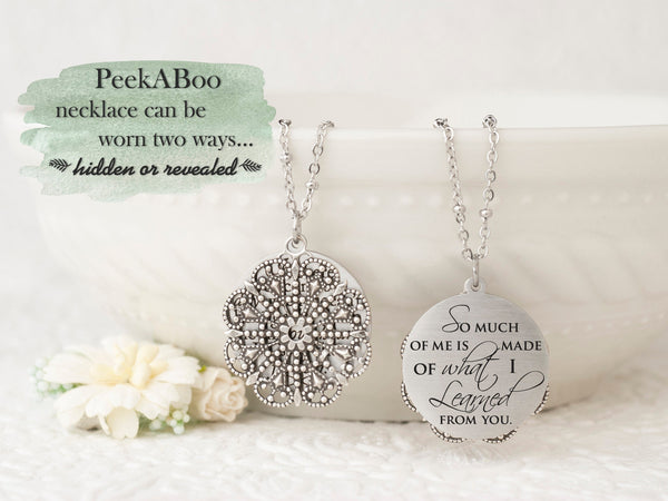 So much of me is made of what I learned from you - Silver Quote Pendant Necklace
