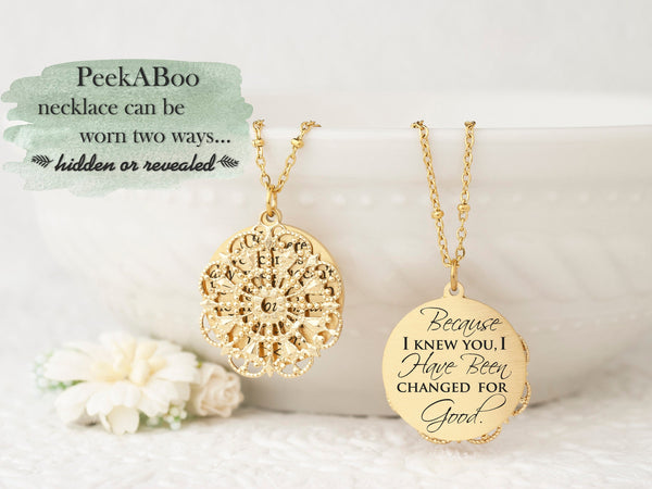 Because I knew you, I have been changed for good - Silver Quote Pendant Necklace