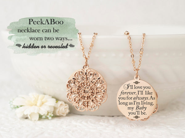 I'll love you forever, I'll like you for always, as long as I'm living my baby you'll be - Silver Quote Pendant Necklace