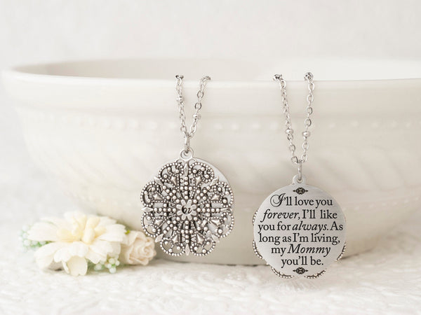 I'll love you forever I'll like you for always as long as I'm living my mommy you'll be - Rose Gold Quote Pendant Necklace