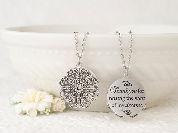 Thank you for raising the man of my dreams - Rose Gold Quote Pendant Necklace