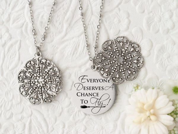 Everyone Deserves A Chance To Fly - Silver Quote Pendant Necklace