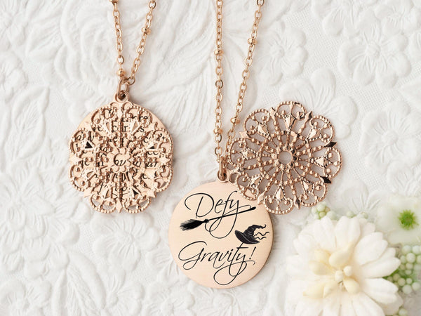Defy Gravity - Rose Gold Quote Pendant Necklace