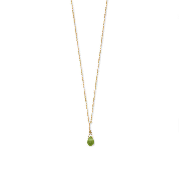 16" 14 Karat Gold Birthstone Necklace (January-December)