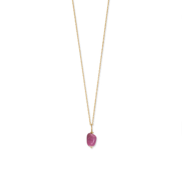 16" 14 Karat Gold Birthstone Necklace (January-December)