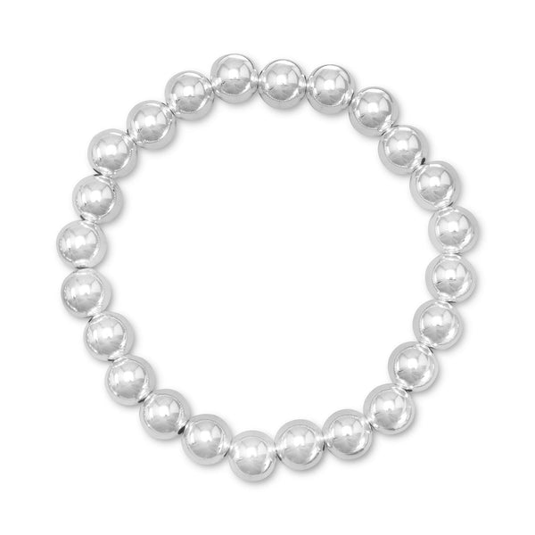 7" 8mm Silver Bead Stretch Bracelet