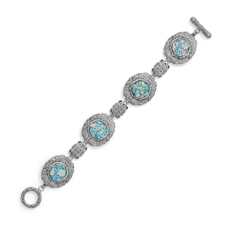 Oxidized Rope Design Ancient Roman Glass Necklace