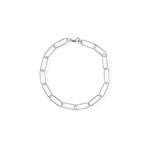8" Rhodium Plated Paperclip Bracelet