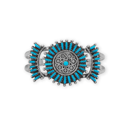 Small Handmade Oxidized Sunburst Turquoise Stud Earrings