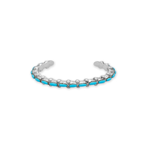 Handmade Junior's Oval Turquoise Cuff Bracelet