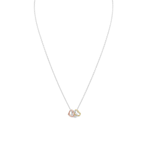 15.75" + 2" Tri Tone Heart Necklace