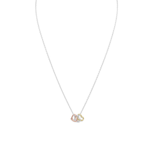 15.75" + 2" Tri Tone Heart Necklace