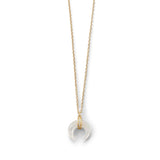 Mother of Pearl and CZ Crescent Gold Plated Necklace