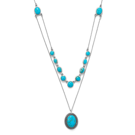 Polished Reconstituted Turquoise Outline and Bead Design French Wire Earrings