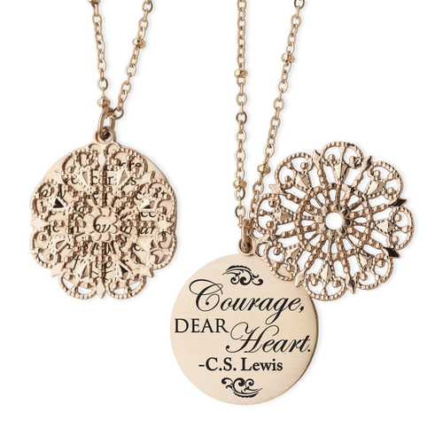 Chronicles of Narnia Lion Witch Wardrobe Christian Jewelry Christian Necklace Faith Jewelry Courage Dear Heart Hope Jewelry CS Lewis Quote