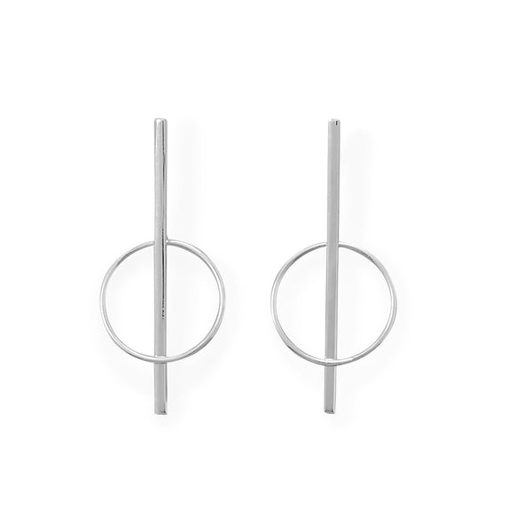 Long Bar with Circle Post Earrings