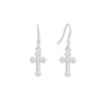 Ornate Polished Cross French Wire Earrings