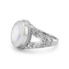 Oxidized Ornate Rainbow Moonstone Ring
