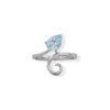 Pear Sky Blue Topaz and Swirl Ring