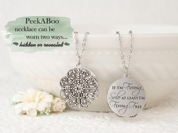 If I'm flying Solo At Least I'm Flying Free - Rose Gold Quote Pendant Necklace