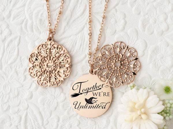 Together We're Unlimited - Rose Gold Quote Pendant Necklace